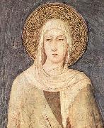 Simone Martini detail depicting Saint Clare of Assisi from a fresco  in the Lower basilica of San Francesco Spain oil painting artist